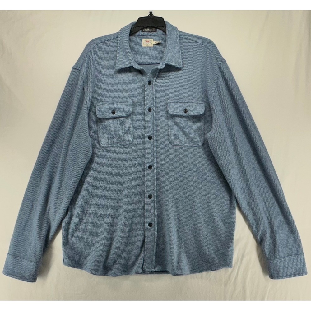 Faherty Legend Shirt Mens XL Blue Heathered Knit Button Down